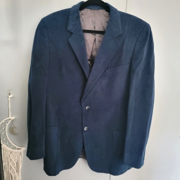 Vintage Other - 🔥 Oversized Navy Blue Suede Blazer - Double Button Closure
